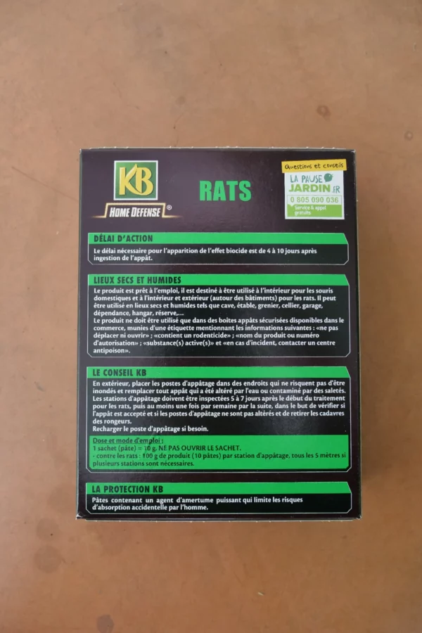 Raticide pates 15x10g - KB (3) - Produits - Jardi Pradel - Jardinerie et fleuriste à Bagnères-de-Luchon (31)