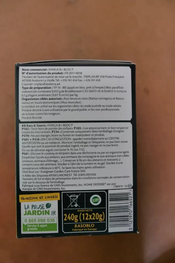 Raticide souricide blocs 12x20g - KB (4) - Produits - Jardi Pradel - Jardinerie et fleuriste à Bagnères-de-Luchon (31)